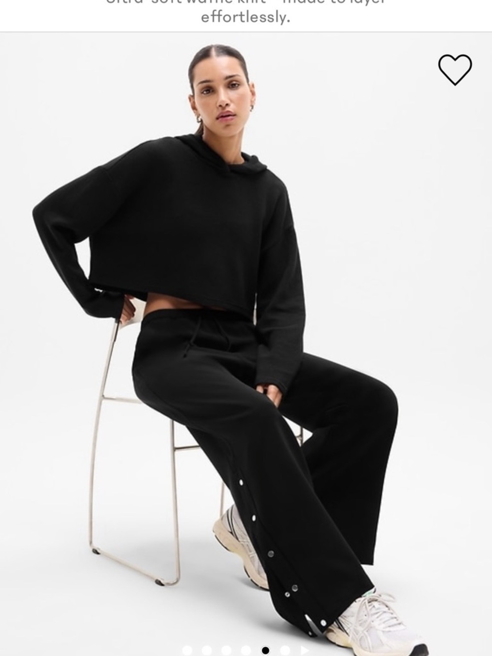 Athleta Black Waffle-Knit Cropped Hoodie & Jogger Set